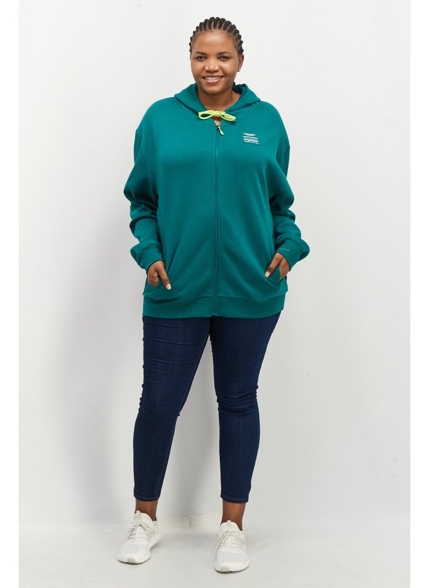 Aston Martin Women Hooded Long Sleeve Brand Logo Sweatshirt, Green  - Image 4
