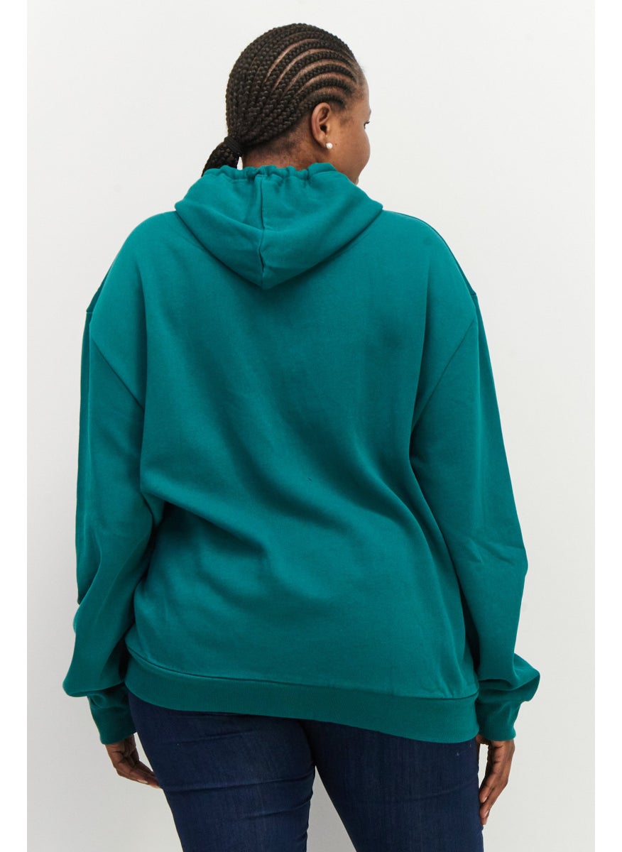 Aston Martin Women Hooded Long Sleeve Brand Logo Sweatshirt, Green  - Image 3