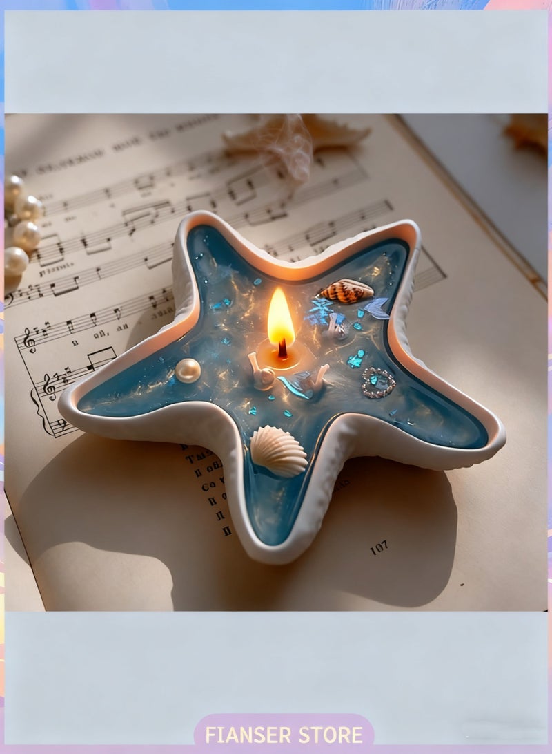 فيانسر شموع مصنوعة يدويًا على شكل نجم البحر معطّرة للمنزل تدوم 11 ساعة عطر علاج عطري هدية شمع صويا طبيعي لتخفيف التوتر فاخرة للزفاف للحمام عيد ميلاد يوغا ذكرى سنوية - Image 1