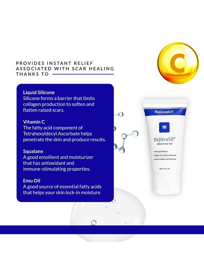 Rejuvaskin Rejuvasil Silicone Scar Gel Scar Treatment For Surgical Scars For Face, Body, Burn, Keloids, And Acne Scar Silicone Gel For Scars To Reduced The Appearance Of Old & New Scar 30Ml - Image 3