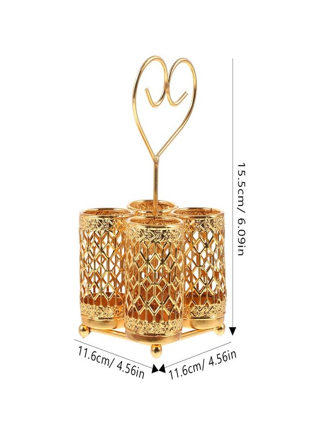 هيموتون وعاء أدوات مائدة معدني من هيموتون، حامل أدوات مائدة ذهبي، حامل أدوات مائدة معدني دوار، منظم أدوات مائدة فضية، حامل أدوات مائدة، سلة تخزين أدوات المائدة (شوكة، ملعقة، شوكة) للطاولات والبوفيهات والنزهات - Image 2