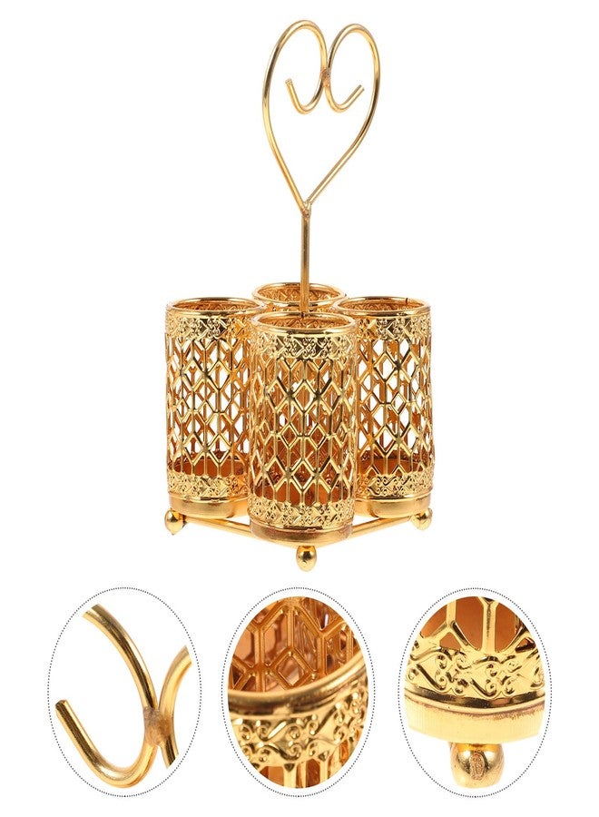 هيموتون وعاء أدوات مائدة معدني من هيموتون، حامل أدوات مائدة ذهبي، حامل أدوات مائدة معدني دوار، منظم أدوات مائدة فضية، حامل أدوات مائدة، سلة تخزين أدوات المائدة (شوكة، ملعقة، شوكة) للطاولات والبوفيهات والنزهات - Image 3