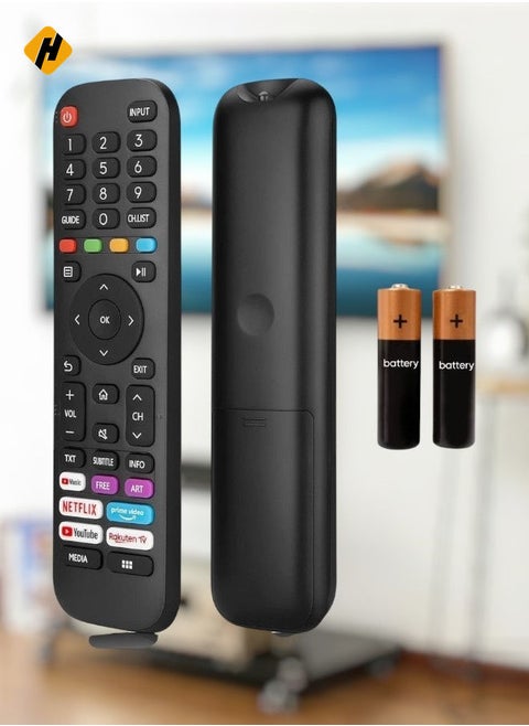 Universal Replacement for Hisense VIDAA TV Remote, Upgraded Infrared Remote Control EN2G30H/EN2A30 with Netflix, Prime Video, YouTube, Rakuten TV Buttons - With Battery
