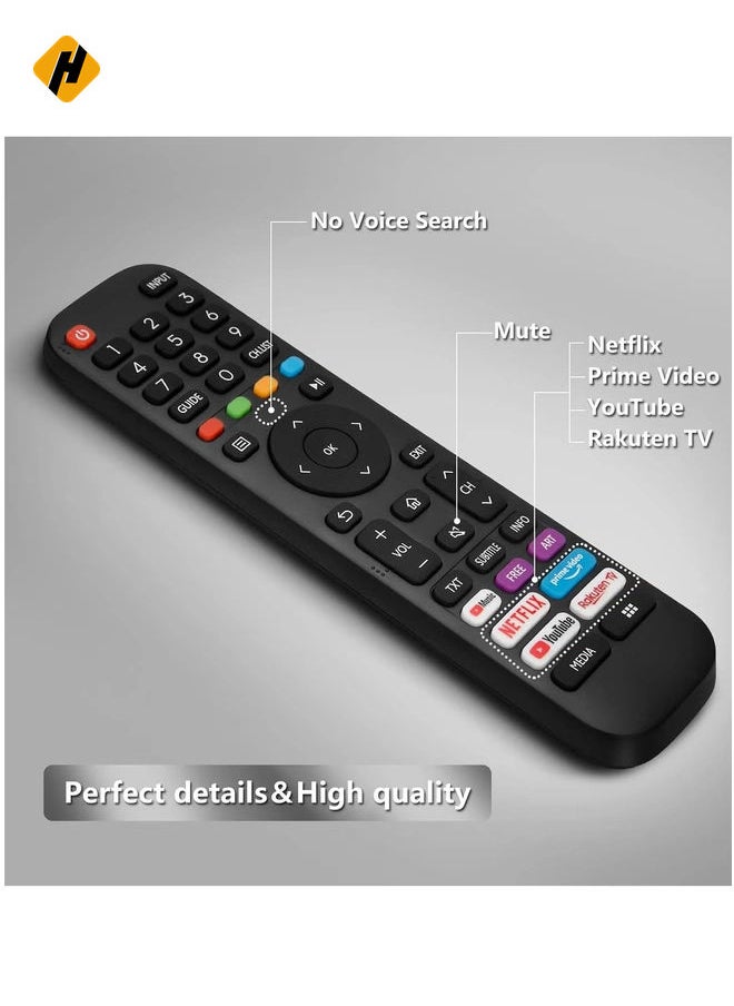 Universal Replacement for Hisense VIDAA TV Remote, Upgraded Infrared Remote Control EN2G30H/EN2A30 with Netflix, Prime Video, YouTube, Rakuten TV Buttons - With Battery