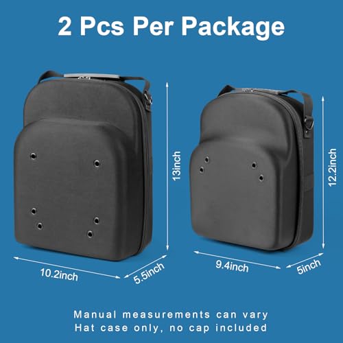 Epesoware Pack of 2 Hat Travel Hard Cases for Baseball Caps - Favorable Hat Storage Organizer with Carrying Handle, Shoulder Strap and Luggage Strap, Protect Up to 10 Hats for Travel Home - Image 2