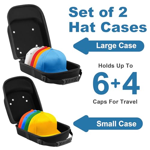 Epesoware Pack of 2 Hat Travel Hard Cases for Baseball Caps - Favorable Hat Storage Organizer with Carrying Handle, Shoulder Strap and Luggage Strap, Protect Up to 10 Hats for Travel Home - Image 3