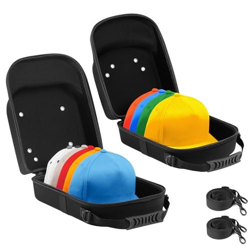 Epesoware Pack of 2 Hat Travel Hard Cases for Baseball Caps - Favorable Hat Storage Organizer with Carrying Handle, Shoulder Strap and Luggage Strap, Protect Up to 10 Hats for Travel Home - Image 1