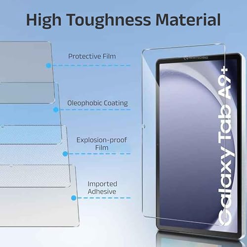 newtechno Premium Tempered Glass for Samsung Tab A9 Plus 11 inch Tempered Glass Screen Guard for Tab A9 Plus / A9+ Tablet [SM-X210/X216] Anti-Scratch & Smudge Proof with and Easy Installation - Image 4