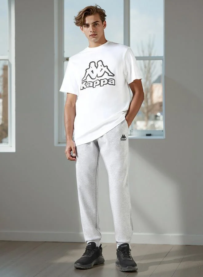 Kappa Kappa Relaxed Fit Logo Detail Joggers with Drawstring Closure and Pockets
