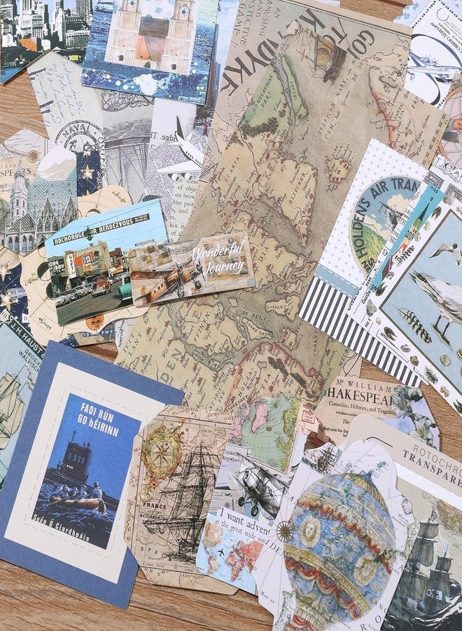 Mluffy Global Travel Vintage Aesthetic journaling kit, Scrapbook Journal Set, DIY Paper Stickers Craft Kits for Journal kit, Aesthetic Sticker, Scrap Book and Notebook Collage (Global Travel) - Image 3