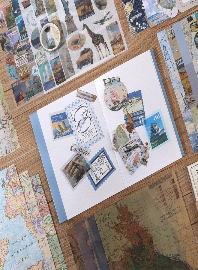 Mluffy Global Travel Vintage Aesthetic journaling kit, Scrapbook Journal Set, DIY Paper Stickers Craft Kits for Journal kit, Aesthetic Sticker, Scrap Book and Notebook Collage (Global Travel) - Image 2