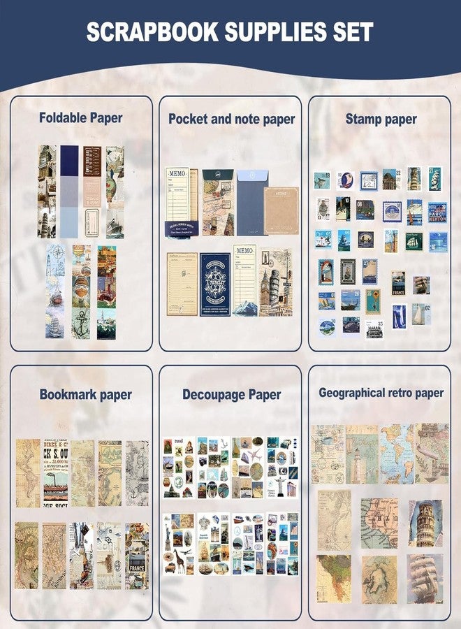 Mluffy Global Travel Vintage Aesthetic journaling kit, Scrapbook Journal Set, DIY Paper Stickers Craft Kits for Journal kit, Aesthetic Sticker, Scrap Book and Notebook Collage (Global Travel) - Image 5