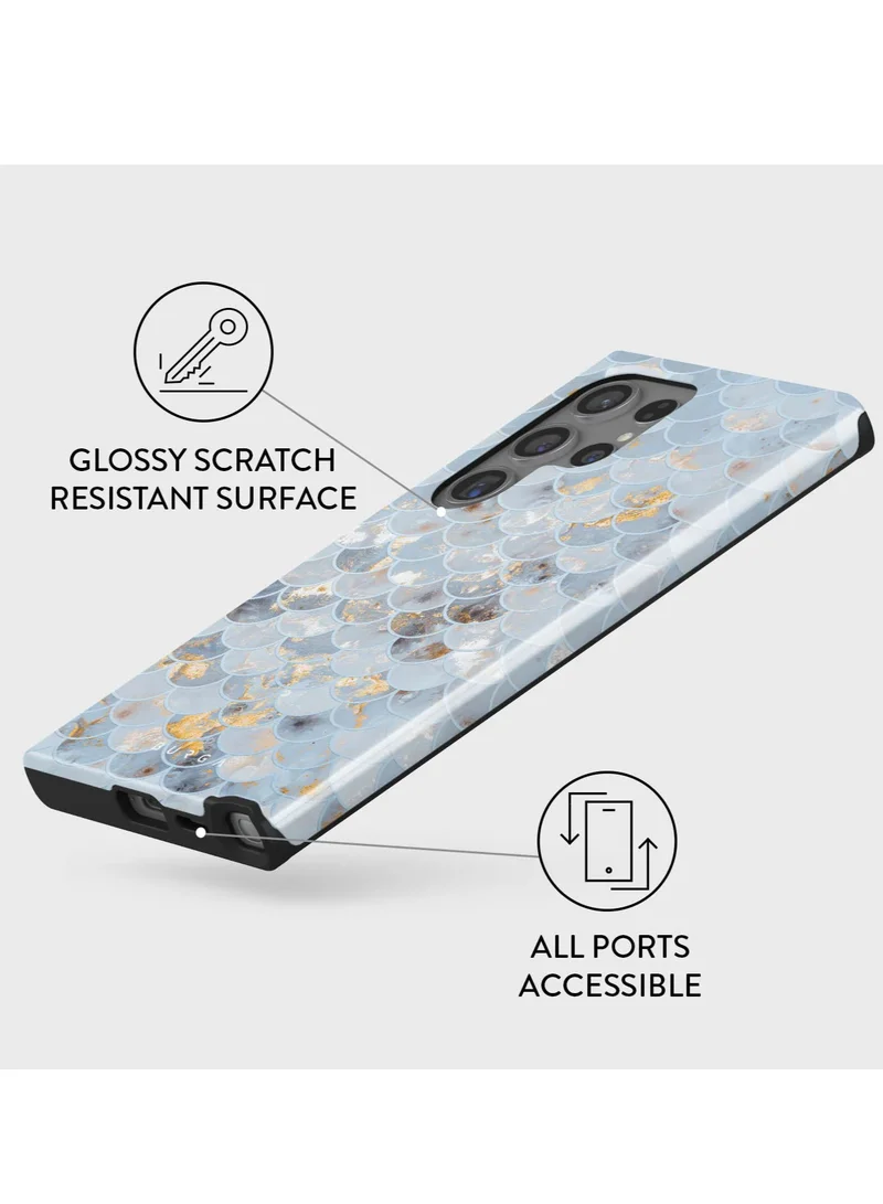 BURGA Samsung Galaxy S24 Ultra Mobile Phone Case Hybrid 2 Layer Hard Shell Silicone Protective Case, Scratch Resistant Shockproof Cover,Mermaid Skin