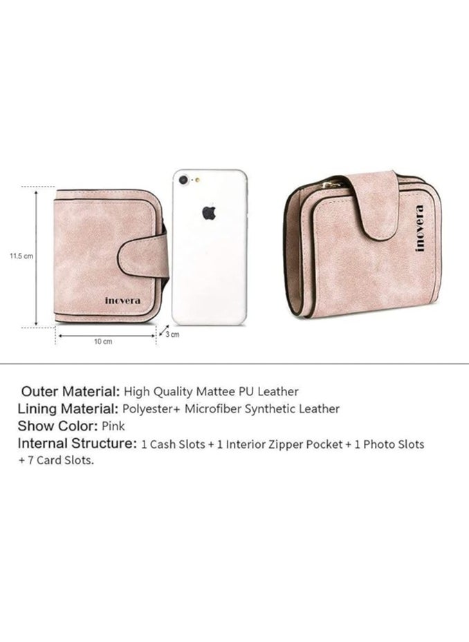 INOVERA (LABEL) Women's Vegan Leather Tri-fold Fashion Card Coin Holder Small Wallet  - Image 2