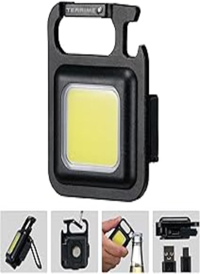 Generic - Mini COB Keychain Torch, Small Rechargeable Pocket LED Torch, 500 Lumens, Lightweight, Portable Magnetic Torch with Bottle Opener, 4 Lighting Modes, for Outdoor Camping Hiking Fishing - Image 1