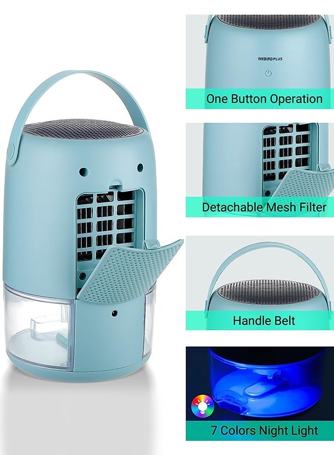INKBIRD مجفف الهواء المنزلي INKBIRD سعة 300 مل/يوم (30℃ RH80%) خزان ماء سعة 1100 مل مجففات هواء هادئة للمكتب وغرفة النوم 2 وضع 7 ألوان ضوء LED إيقاف تلقائي مثالي للخزانة والحمام والقبو - Image 3