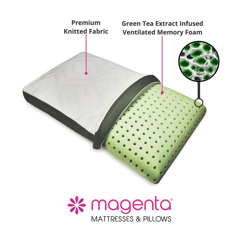 Magenta Green Tea Ventilated Memory Foam Pillow, Durable Refreshing, and Supportive Memory Foam Pillow - (27.55 X 15.5 X 5.5 Inch) - Image 5