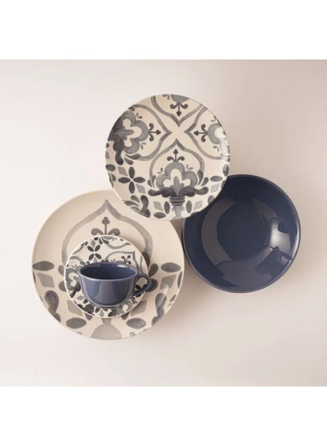 متجر نايس طقم عشاء ريو ووتركلر بورسلان – 20 قطعة – تصميم عصري أنيق باللونين الأزرق والرمادي – يشمل صحون وأطباق وأوعية وفناجين وصحون شاي – آمن للمايكروويف وغسالة الصحون – أواني طعام فاخرة تكفي 4 أشخاص للاستخدام اليومي والمناسبات الخاصة - Image 1