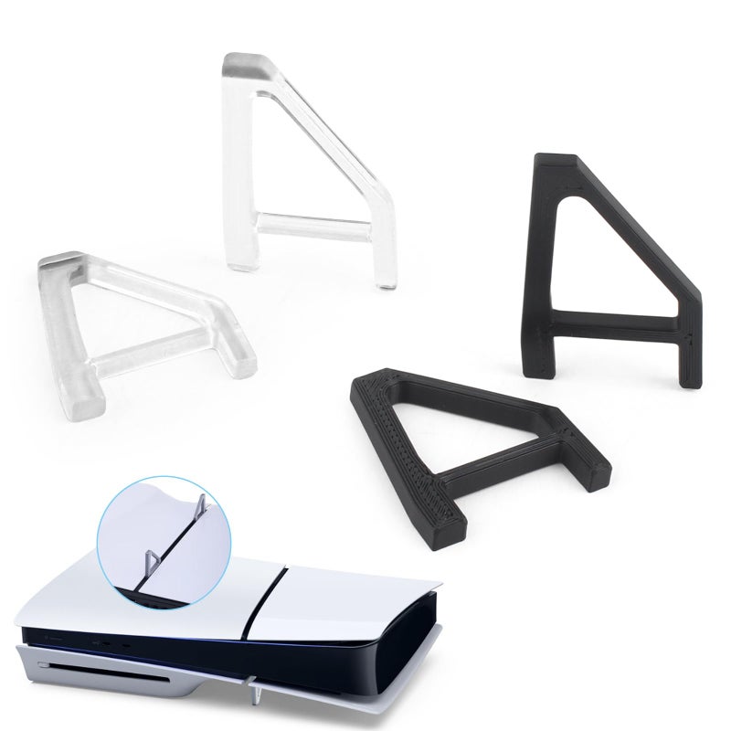 YWLRONG 4Pcs for PS5 Slim Stand Console Bracket Holder Flat Base Horizontal Stand Compatible with Sony PlayStation 5 Slim Disc Edition AccessoriesTransparentBlack - Image 2