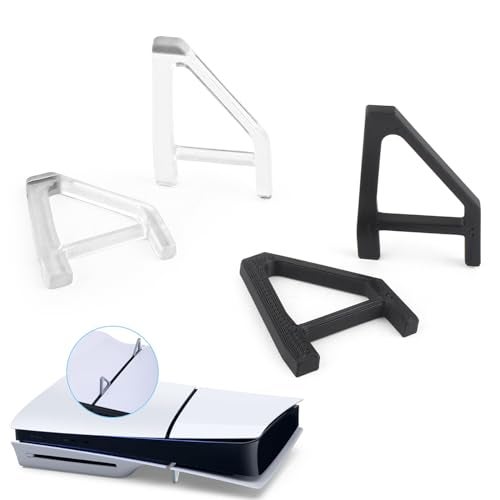 YWLRONG 4Pcs for PS5 Slim Stand Console Bracket Holder Flat Base Horizontal Stand Compatible with Sony PlayStation 5 Slim Disc Edition AccessoriesTransparentBlack - Image 1