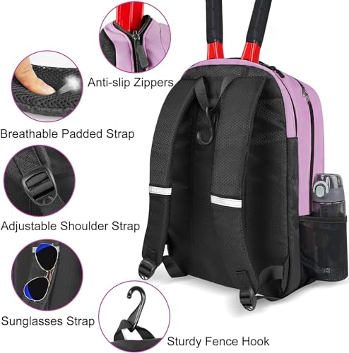 Ytonet Tennis Bag Tennis Backpack for Women Men 2 Rackets with Insulated Pocket Ventilated Shoe Compartment - Image 5