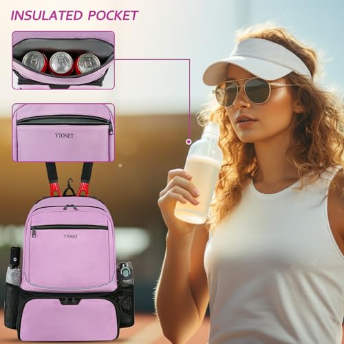 Ytonet Tennis Bag Tennis Backpack for Women Men 2 Rackets with Insulated Pocket Ventilated Shoe Compartment - Image 2