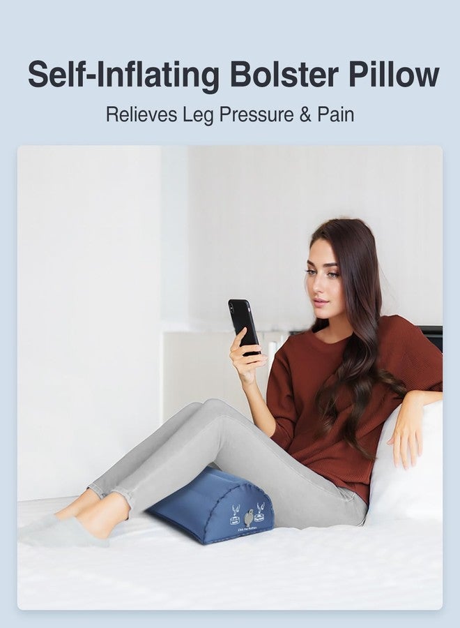 Luxtude وسادة لوكستود القابلة للنفخ للساقين، وسادة نصف دائرية تحت الركبة للنوم على الظهر، وسادات الساقين للنوم على الجانب، وسادات رفع الساقين لدعم الركبة، أسفل الظهر، الكاحل أو القدم - Image 2