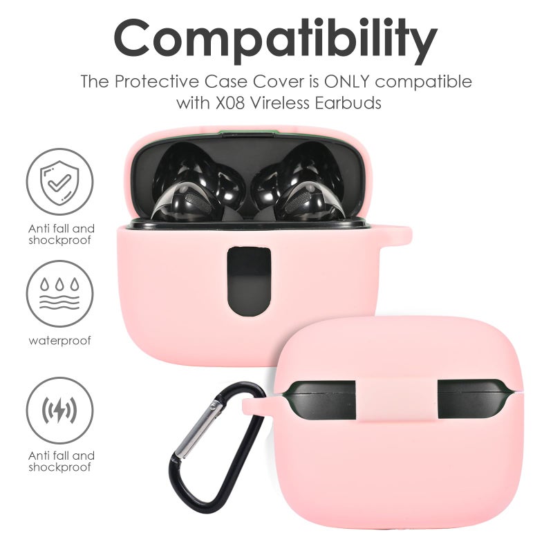 Claiol Premium Silicone Case for TAGRY X08 Wireless Earbuds with Carabiner. (Pink) - Image 5