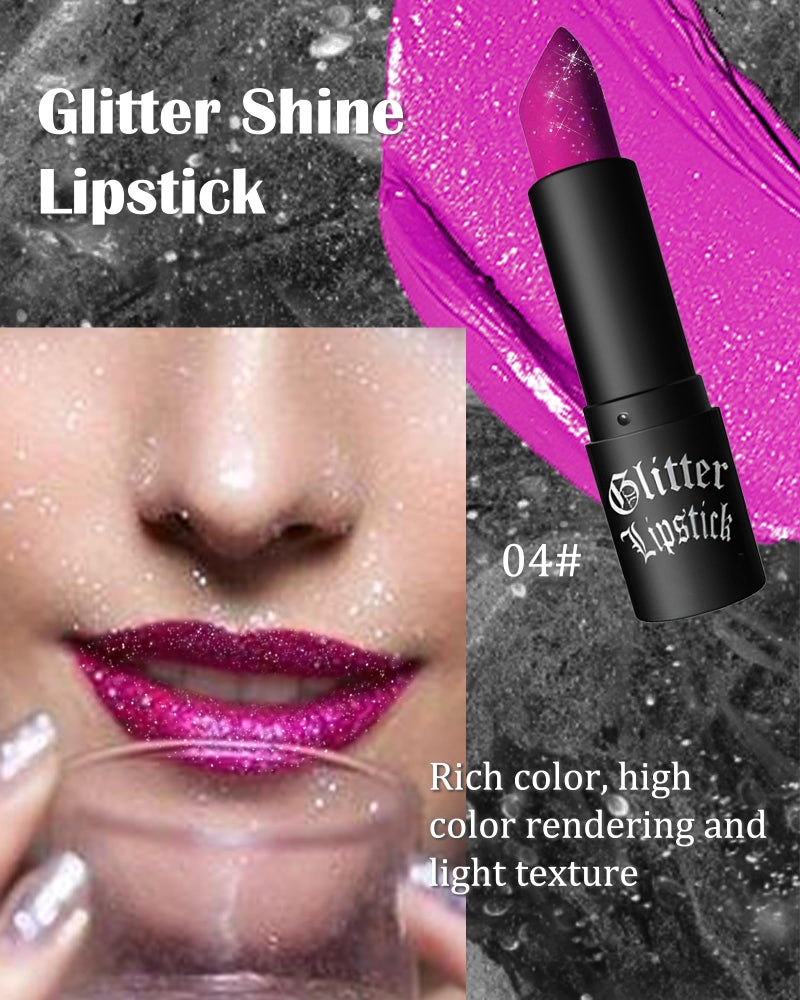 LYSdefeu Diamond Glitter Matte Lipstick,Rose Red Tinted Lip Gloss,Metallic High Pigment Lip Stain Lipstain,Longlasting Waterproof Non-Stick Lipgloss Lipstick,Shimmer Lip Blam Tint,Makeup Gift for Women-04 - Image 2