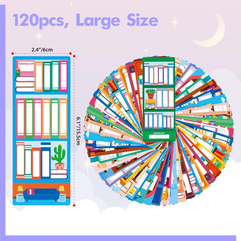 Gethelud 120 PCS Book Tracker Bookmarks, 30 Bookshelf Designs Double Sided Reading Page Markers Reading List Bookmarks for Kids, Adults, Students, Book Lovers All Ages (2.4â€ x 6.1â€) - Image 2