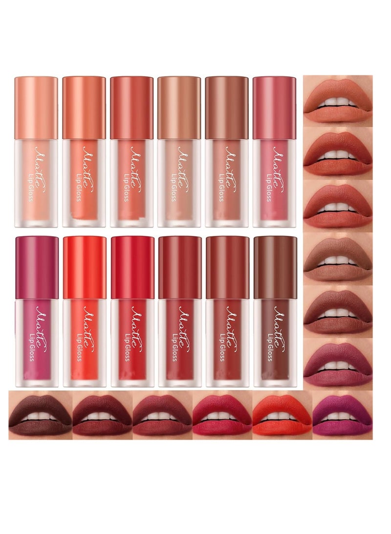 SYOSI 12 Pcs Matte Liquid Lipstick, Long Lasting Velvet Matte Lipstick Set, Non-stick Cup & Waterproof Lip Gloss for Women, High Pigmented Nude Lip Makeup, Vegan & Cruelty-Free - Image 1