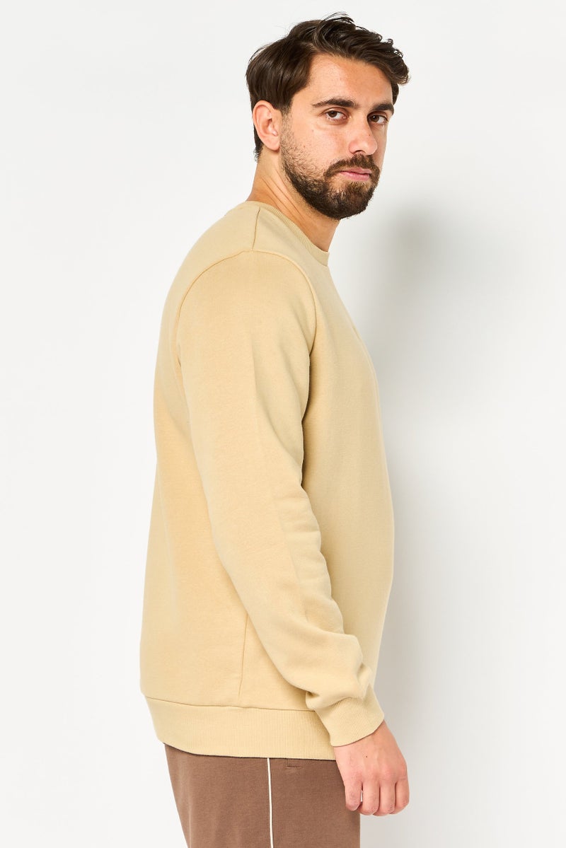 PUMA سويت شيرت خارجي طويل الأكمام للرجال بتصميم آسيوي، تان - Image 3