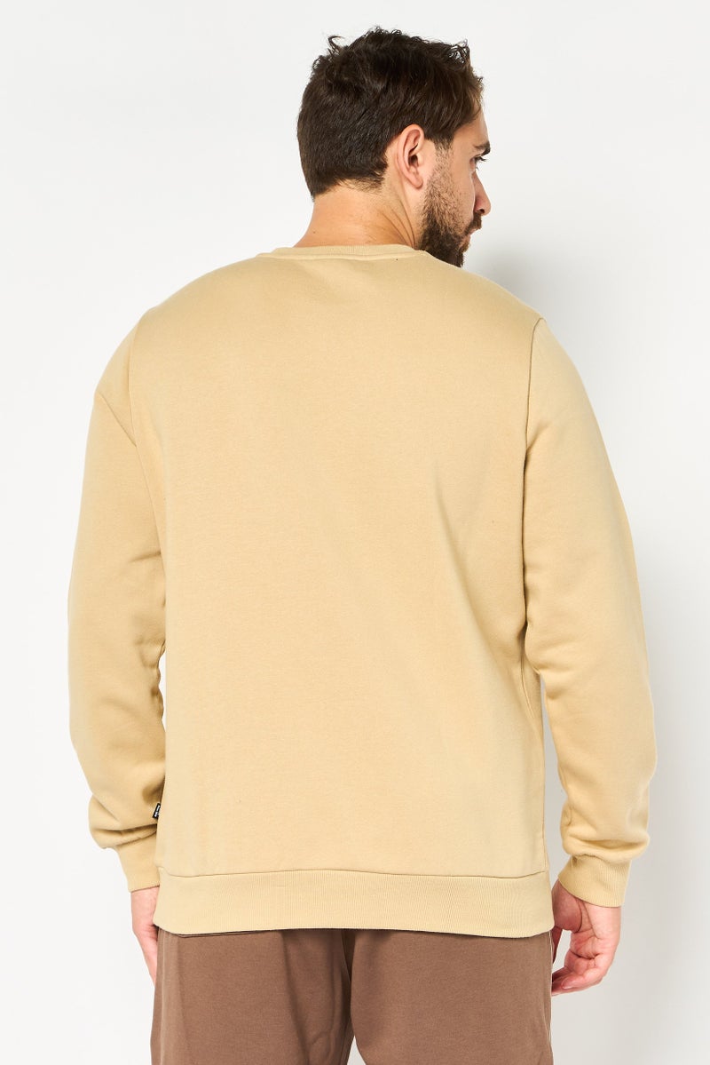 PUMA سويت شيرت خارجي طويل الأكمام للرجال بتصميم آسيوي، تان - Image 4