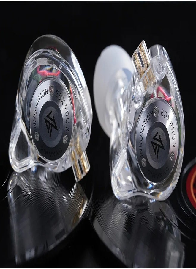 KZ EDX Pro X in Ear Earphone, Single Dynamic Driver HiFi in-Ear Monitor with Ergonomic Shape, Wired Gaming Earbud, Detachable Cable for Audiophile (Clear, With Mic)