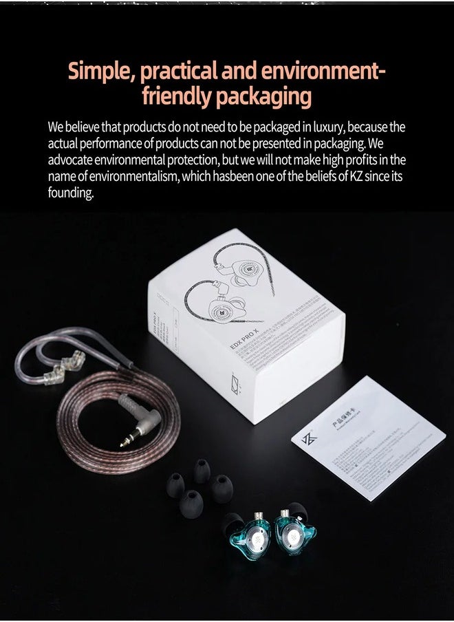 KZ EDX Pro X in Ear Earphone, Single Dynamic Driver HiFi in-Ear Monitor with Ergonomic Shape, Wired Gaming Earbud, Detachable Cable for Audiophile (Clear, With Mic)