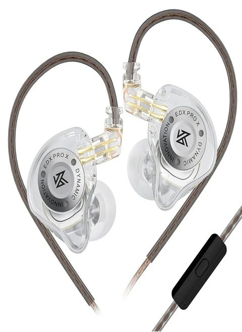 KZ EDX Pro X in Ear Earphone, Single Dynamic Driver HiFi in-Ear Monitor with Ergonomic Shape, Wired Gaming Earbud, Detachable Cable for Audiophile (Clear, With Mic)