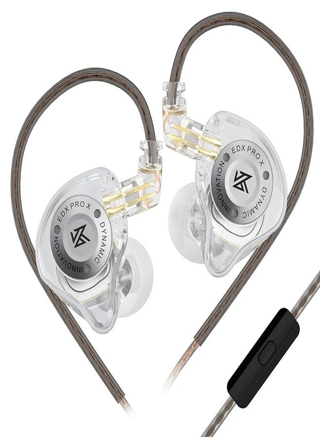 KZ EDX Pro X in Ear Earphone, Single Dynamic Driver HiFi in-Ear Monitor with Ergonomic Shape, Wired Gaming Earbud, Detachable Cable for Audiophile (Clear, With Mic)