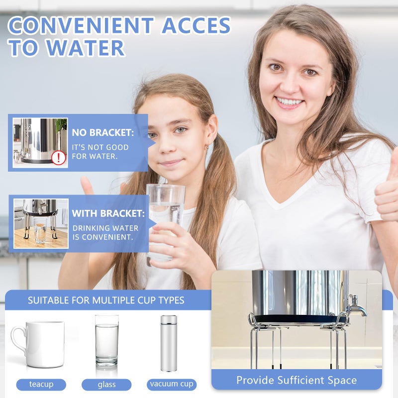 WERJH Water Filter Stand 6"" Tall By 9"" Wide Compatible With Berkey Big  Royal And Travel System  Countertop Stainless Steel Stand For Most Medium Gravity Fed Water Coolers - Image 4