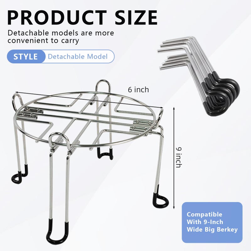 WERJH Water Filter Stand 6"" Tall By 9"" Wide Compatible With Berkey Big  Royal And Travel System  Countertop Stainless Steel Stand For Most Medium Gravity Fed Water Coolers - Image 2