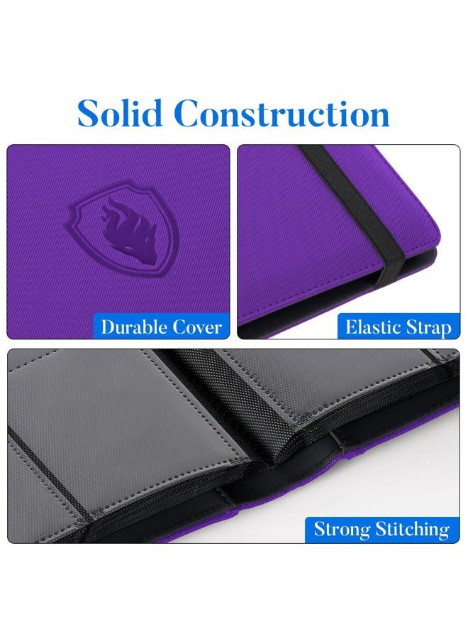 Fabmaker Trading Card Binder 9 Pocket, PU Cover Card Collection Binder for 360 Cards, Premium Card Book, Sturdy Card Holder Folders, Card Album for YuGiOh, MTG, TCG, Game & Sports Cards, Purple - Image 2