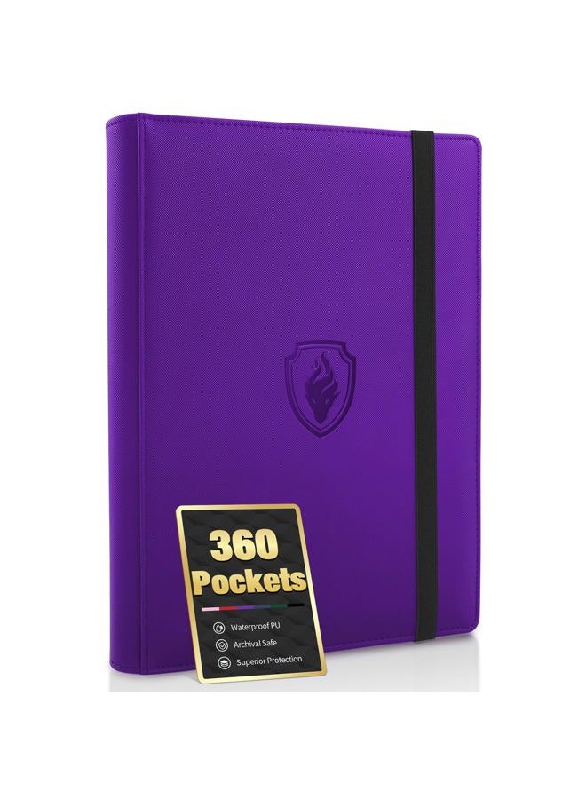 Fabmaker Trading Card Binder 9 Pocket, PU Cover Card Collection Binder for 360 Cards, Premium Card Book, Sturdy Card Holder Folders, Card Album for YuGiOh, MTG, TCG, Game & Sports Cards, Purple - Image 1