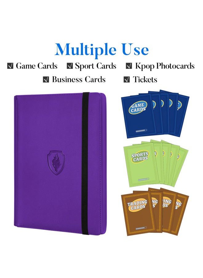 Fabmaker Trading Card Binder 9 Pocket, PU Cover Card Collection Binder for 360 Cards, Premium Card Book, Sturdy Card Holder Folders, Card Album for YuGiOh, MTG, TCG, Game & Sports Cards, Purple - Image 3