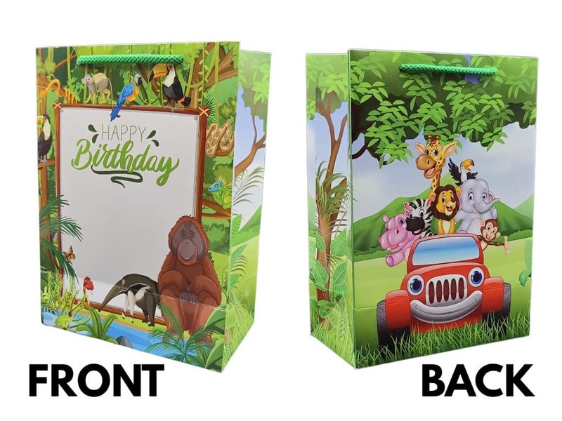 TASCHE Jungle Birthday Theme Bag Gift Bags For Gifting | Weddings | Birthday | Holiday Presents (Size 10 X 7 X 4 Inch | Pack Of 40) - Multicolor - Image 4