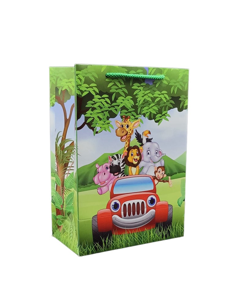 TASCHE Jungle Birthday Theme Bag Gift Bags For Gifting | Weddings | Birthday | Holiday Presents (Size 10 X 7 X 4 Inch | Pack Of 40) - Multicolor - Image 1