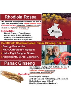 NEVISS Sugar Free CoQ10-200mg 400mg Filled Gummies - 4 Months Supply - w/ 2000mg Rhodiola & Ginseng, Vitamin B12 1000mcg, B6, Coenzyme Q10 Supplement for Hear-t, Antioxidant, Energy, Ultra Absorption, 2Pack  - Image 5