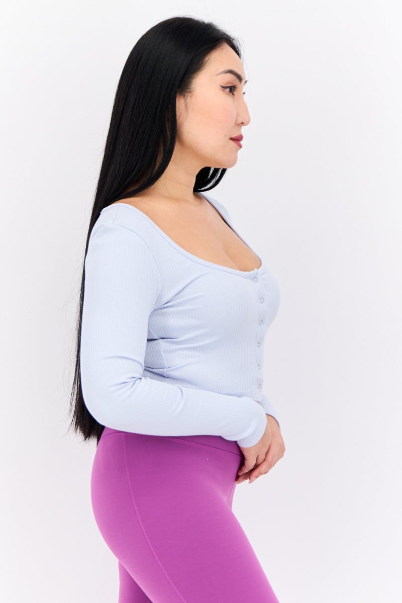 PUMA Women Sportswear Fit Classic Ribbed Outdoor Top, Baby Blue - Image 2