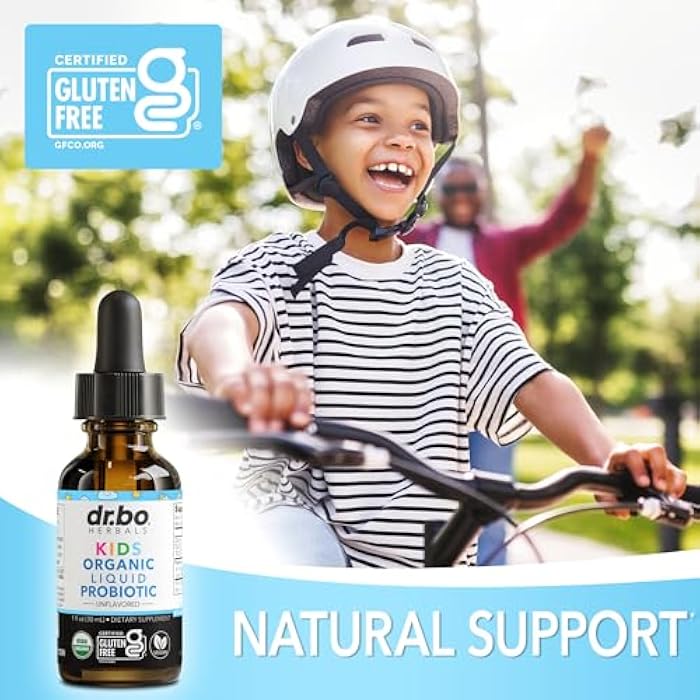 dr.bo Kids Probiotic Liquid Drops Organic - Organic Probiotics for Kids Probiotics Age 4+, Digestive Health, Immune Support, Flora Gut Health Supplements - Vegan Kid Liquid Probiotic Drops, Non-GMO 1 Fl Oz - Image 5