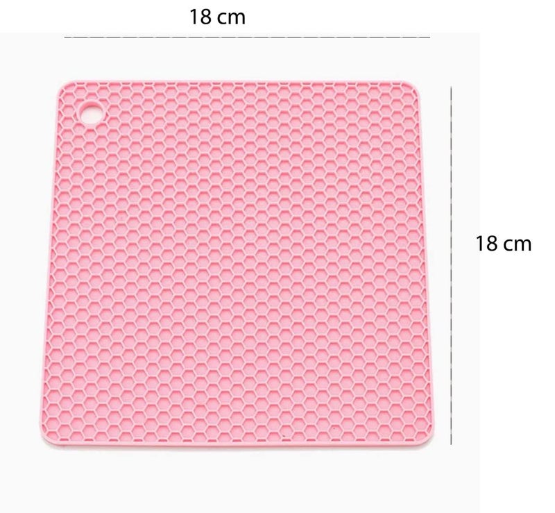 Sugalsu Silicone Trivet, Silicone Hot Pads for Kitchen, Silicone Trivets for Hot Pots and Pans, Silicone Hot Pad, Silicone Trivets for Hot Dishes, Hot Pan Mat (Pack of 6, Pink-Square) - Image 2