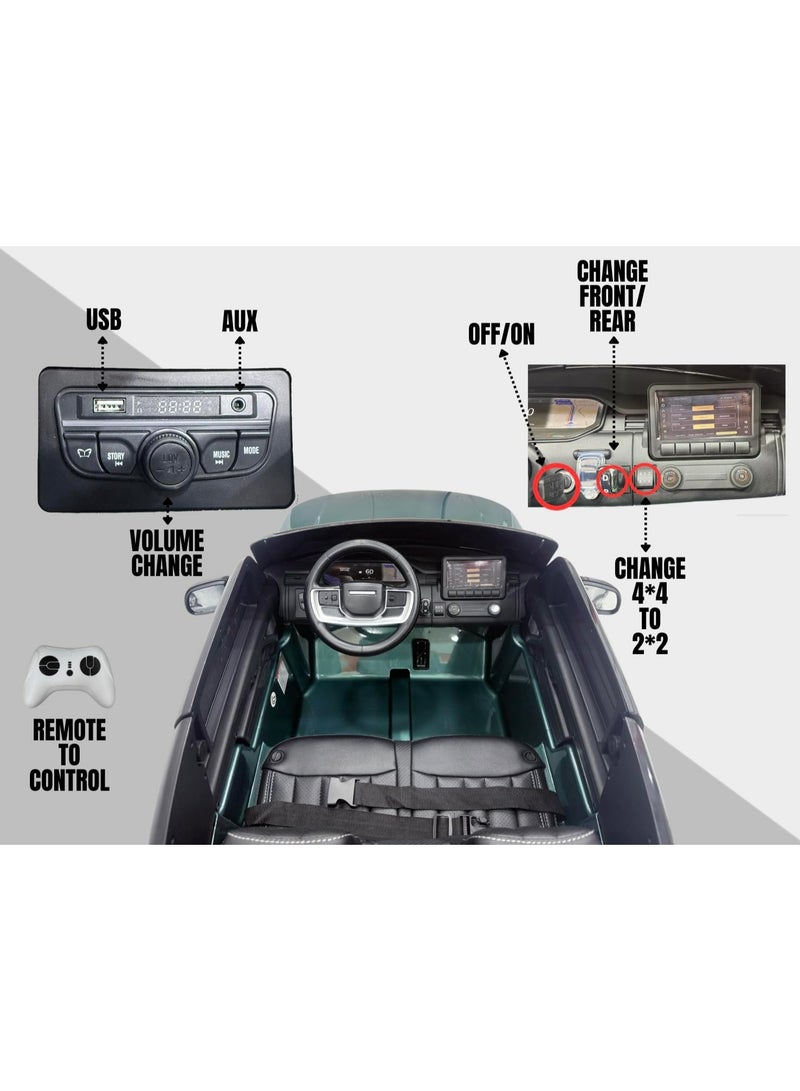 Range Rover RALLY Kids Electric Ride-On Car (Land Rover Design) | 12V 14Ah Battery | 4 Motors | EVA Tires | Leather Seat | MP3 & USB | Age 3–7 Years - Image 3