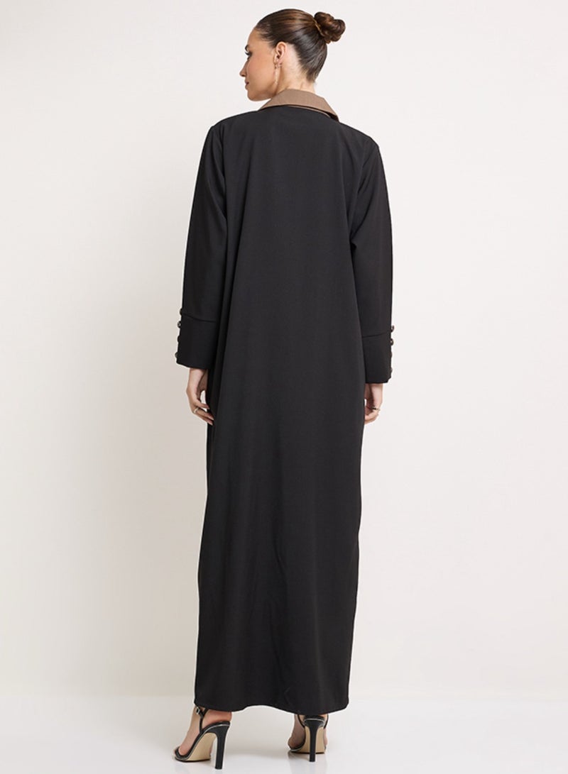 Rosette Abaya Royal Jacket Abaya with buttons style - Image 2